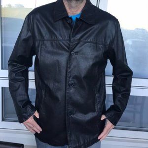 Men's Black/Brown Genuine Leather Jacket (Size L)